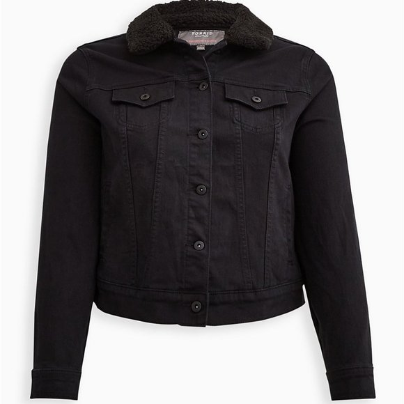 torrid Jackets & Blazers - 4X HOST PICK!!! TRUCKER WITH SHERPA COLLAR - DENIM BLACK